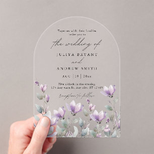 Invitations En Acrylique Élégant mariage de script floral aquarelle