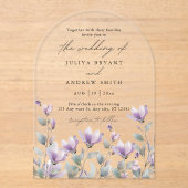 Invitations En Acrylique Élégant mariage de script floral aquarelle (Recto)