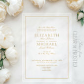 Invitations En Acrylique Élégant Mariage de script Gold Classic