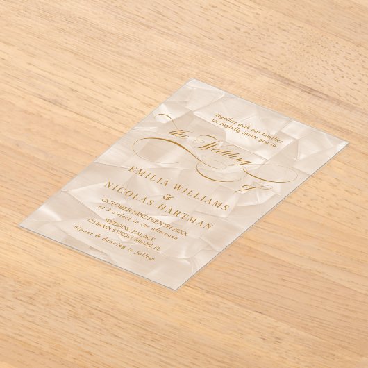 Invitations En Acrylique Élégant Mariage de script neutre (Poser)