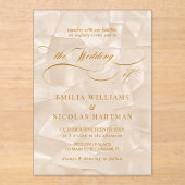 Invitations En Acrylique Élégant Mariage de script neutre (Recto)
