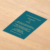 Invitations En Acrylique Élégant Mariage de script Turquoise Blue Green Gol (Poser)