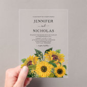 Invitations En Acrylique Élégant Mariage de tournesols floraux verts (In situ (ordinateur de poche))