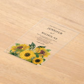 Invitations En Acrylique Élégant Mariage de tournesols floraux verts (Poser)