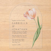 Invitations En Acrylique Elégant Mariage de tulipe d'aquarelle (Recto)