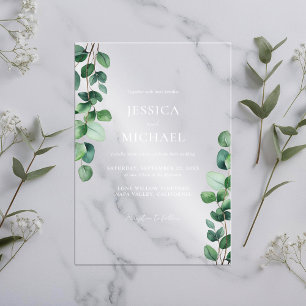 Invitations En Acrylique Elégant Mariage de verdure Eucalyptus