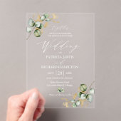 Invitations En Acrylique Elégant Mariage de verdure or (In situ (ordinateur de poche))