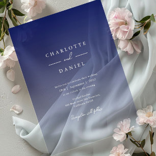 Invitations En Acrylique Élégant Mariage Dégradé Bleu Nuit Acrylique