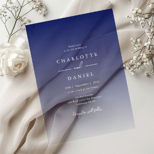 Invitations En Acrylique Élégant Mariage Dégradé Bleu Nuit Acrylique