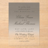 Invitations En Acrylique Élégant Mariage Dégradé Noir Écriture Neutre (Recto)