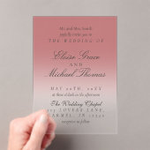 Invitations En Acrylique Élégant Mariage Dégradé Rouge Cranberry Calligraph (In situ (ordinateur de poche))