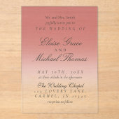 Invitations En Acrylique Élégant Mariage Dégradé Rouge Cranberry Calligraph (Recto)