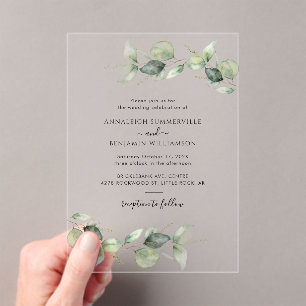 Invitations En Acrylique Elégant Mariage Eucalyptus aquarelle