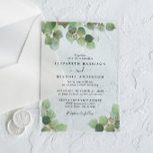 Invitations En Acrylique Elégant Mariage Eucalyptus Gold Aquarelle