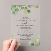 Invitations En Acrylique Elégant Mariage Eucalyptus Gold Aquarelle (In situ (ordinateur de poche))