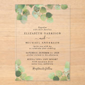 Invitations En Acrylique Elégant Mariage Eucalyptus Gold Aquarelle (Recto)