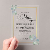 Invitations En Acrylique Élégant Mariage Eucalyptus Peint À La Main (In situ (ordinateur de poche))