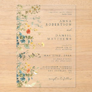 Invitations En Acrylique Élégant Mariage Fleur sauvage