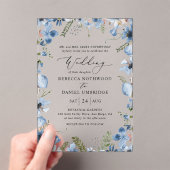 Invitations En Acrylique Élégant Mariage Fleur sauvage bleu (In situ (ordinateur de poche))