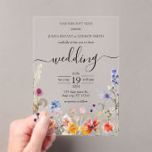 Invitations En Acrylique Élégant mariage fleur sauvage coloré (In situ (ordinateur de poche))