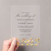 Invitations En Acrylique Élégant Mariage Fleur sauvage jaune coloré (In situ (ordinateur de poche))