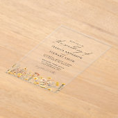 Invitations En Acrylique Élégant Mariage Fleur sauvage jaune coloré (Poser)