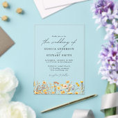 Invitations En Acrylique Élégant Mariage Fleur sauvage jaune coloré (Insitu (Mariage))