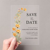Invitations En Acrylique Elégant Mariage Fleur sauvage Meadow Enregistrer L (In situ (ordinateur de poche))