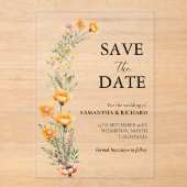 Invitations En Acrylique Elégant Mariage Fleur sauvage Meadow Enregistrer L (Recto)