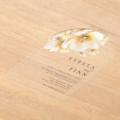 Invitations En Acrylique Élégant Mariage Fleurs Blanches (Poser)