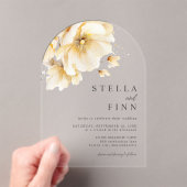 Invitations En Acrylique Élégant Mariage Fleurs Blanches (In situ (ordinateur de poche))