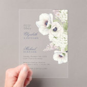 Invitations En Acrylique Élégant Mariage Floral Anémonique Blanc (In situ (ordinateur de poche))