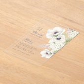Invitations En Acrylique Élégant Mariage Floral Anémonique Blanc (Poser)