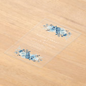 Invitations En Acrylique Elégant mariage floral bleu aquarelle (Poser)