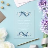 Invitations En Acrylique Elégant mariage floral bleu aquarelle (Insitu (Mariage))