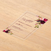 Invitations En Acrylique Elégant Mariage floral Bohème (Poser)