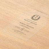 Invitations En Acrylique Élégant Mariage Floral Crest Élégant (Poser)