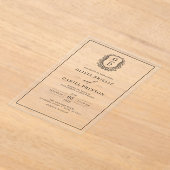 Invitations En Acrylique Élégant Mariage Floral Crest Élégant (Poser)