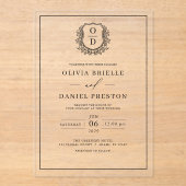 Invitations En Acrylique Élégant Mariage Floral Crest Élégant (Recto)
