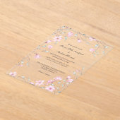 Invitations En Acrylique Élégant Mariage floral de Magnolia rose (Poser)