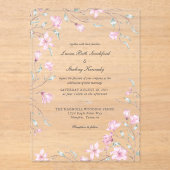 Invitations En Acrylique Élégant Mariage floral de Magnolia rose (Recto)