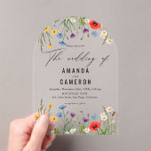 Invitations En Acrylique Elégant Mariage floral Dusty Blue Navy (In situ (ordinateur de poche))