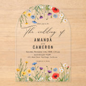 Invitations En Acrylique Elégant Mariage floral Dusty Blue Navy (Recto)