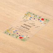 Invitations En Acrylique Elégant Mariage floral Dusty Blue Navy (Poser)