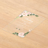 Invitations En Acrylique Élégant Mariage floral rose (Poser)