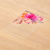 Invitations En Acrylique Elégant Mariage floral rose clair (Poser)