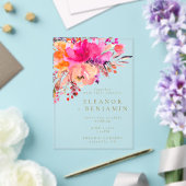 Invitations En Acrylique Elégant Mariage floral rose clair (Insitu (Mariage))