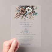Invitations En Acrylique Élégant Mariage floral rustique Pinecone (In situ (ordinateur de poche))