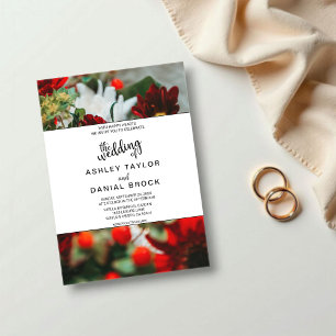 Invitations En Acrylique Élégant Mariage Floral Rustique Roses Rouges d'Été