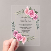 Invitations En Acrylique Élégant Mariage géométrique rose rose (In situ (ordinateur de poche))
